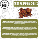 Essential Spice Dried Trinidad Scorpion Chilies - Fiery, Fruity Heat with Intense Sting - Whole Dried Pods for Extreme Hot Sauces, Stews, Marinades