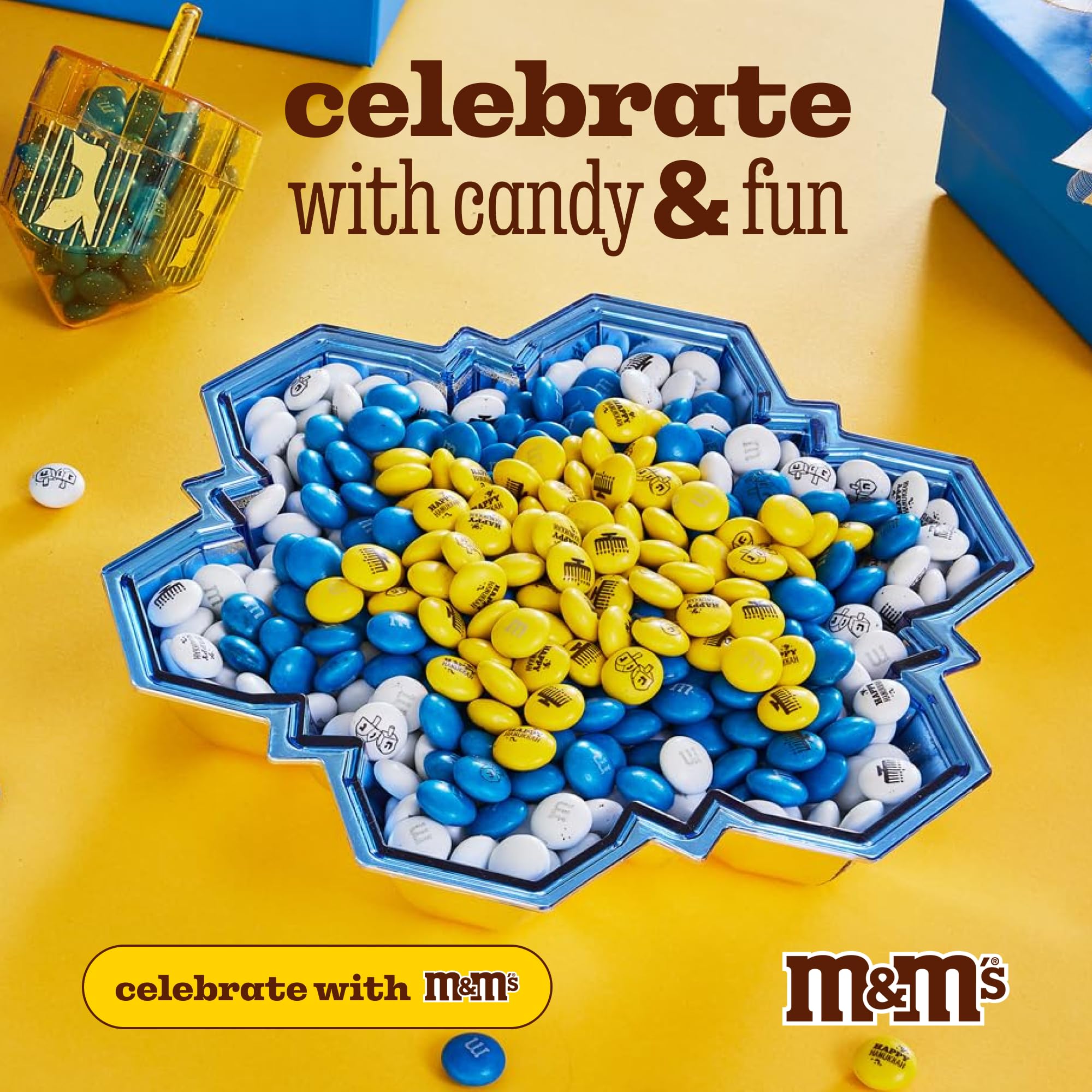 M&M’S WORLD Hanukkah Milk Chocolate Candy - 2 Pounds of Bulk Candy With Hanukkah Designs for Gifts, Party Favors, Holiday Celebrations and More