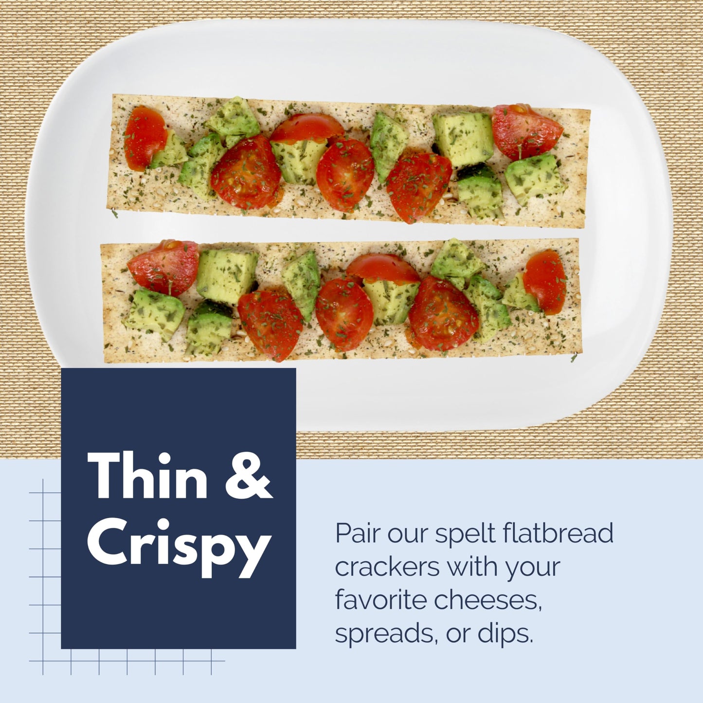 Snacktery Spelt Everything Flatbread Crackers - All Natural Spelt Crackers in 8 Stay-Fresh Packs - Thin & Crispy Whole Grain Crackers for Cheese