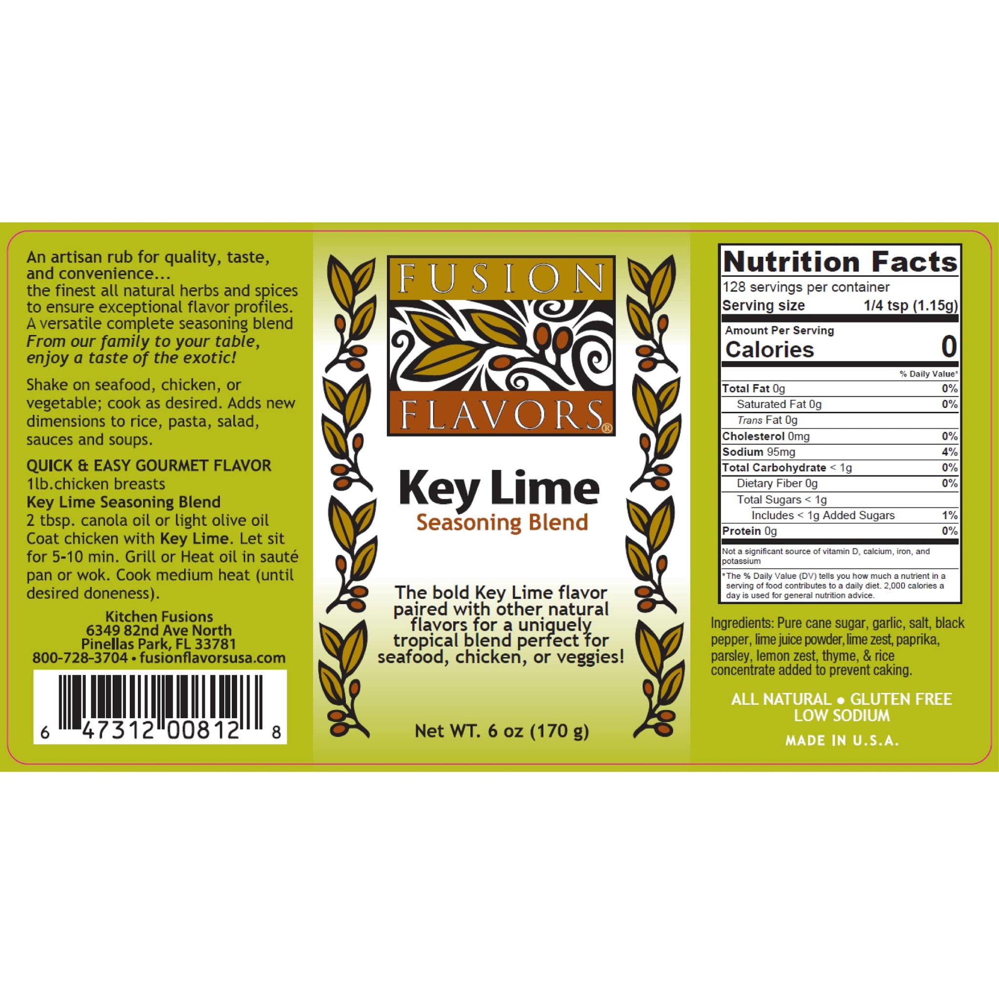 Fusion Flavors Key Lime Spice Rub, 6 oz
