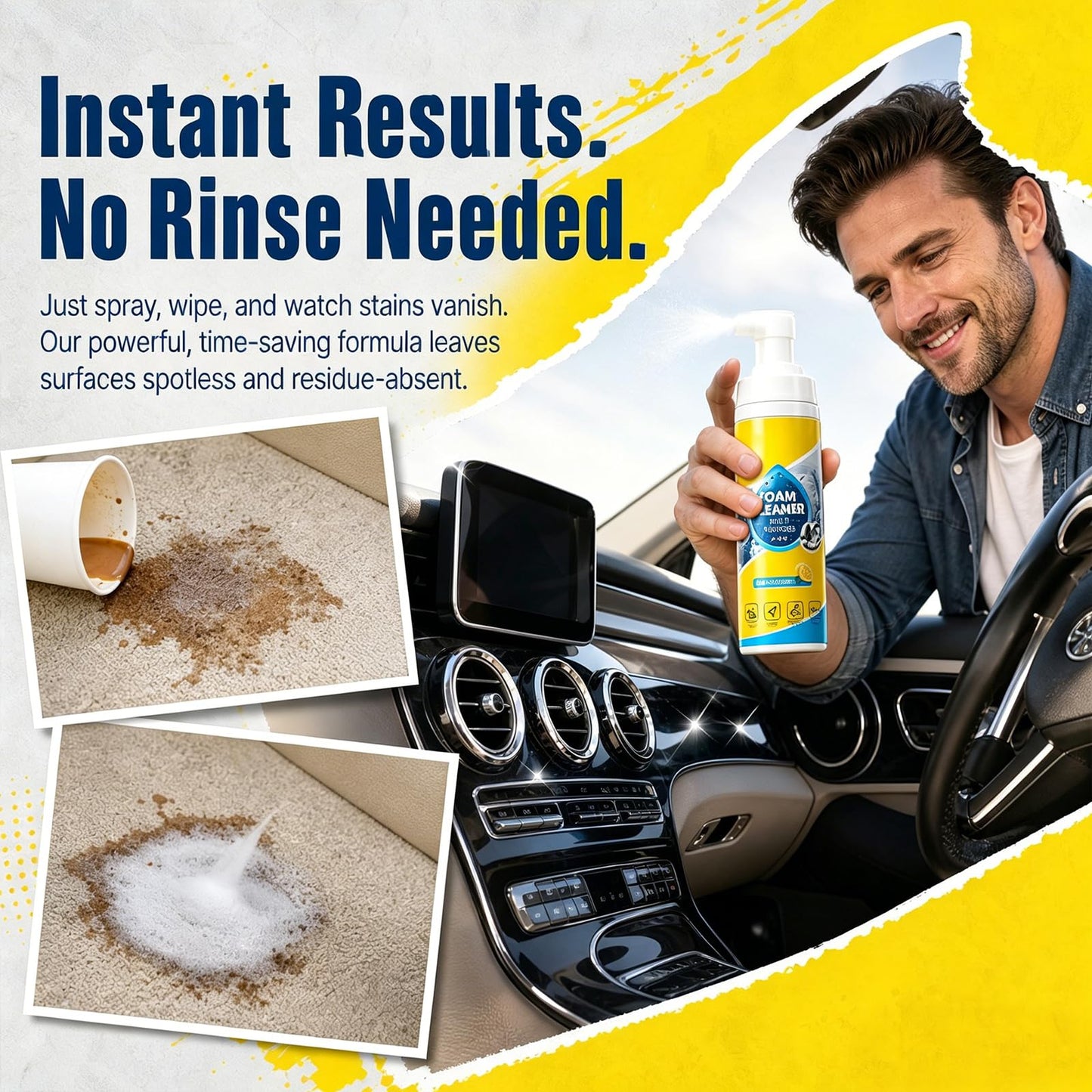 Luhaka 4-In-1 Multi-Enzyme Foam Cleaner, Multi-Purpose Foam Cleaner, For Car Interior, Kitchen Grease, Bathroom Tiles, Deep Cleaning (1PC)