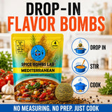 Mediterranean Spice Bombs Seasoning Pack of 4 - Chef-Crafted All-Purpose Spice Mix, Drop-In Flavor for Soups, Stews & Marinades, Pre-Portioned