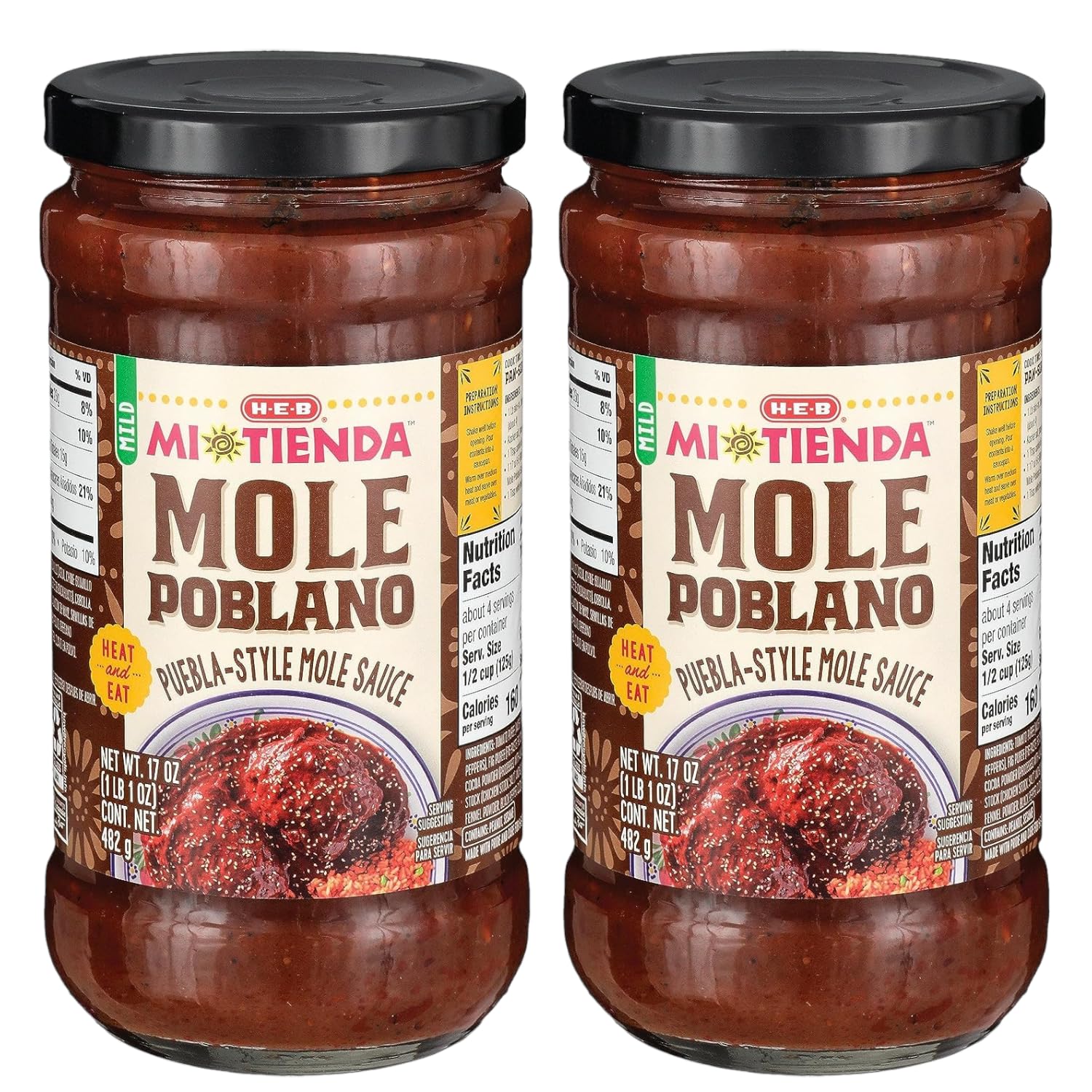HEB Mi Tienda Mole Sauce 16 oz (Pack of 2) (Mole Poblano)