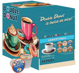 Double Donut Coffee Flavored Coffee Variety Pack, Includes Hazelnut, Caramel, Chocolate Coffee & More, Single Serve Pods for Keurig K Cups Machines