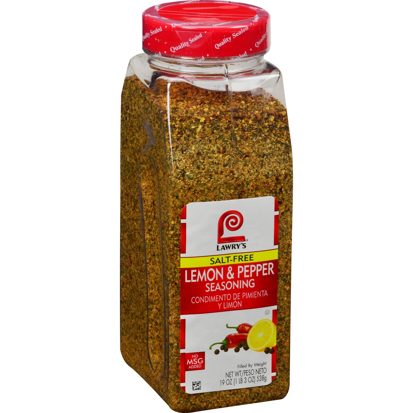 Lawry's Salt Free Lemon & Pepper Seasoning, 19 oz - One 19 Ounce Container of Lemon Pepper Seasoning with a Citrus Flavor, Best as Salt Alternative