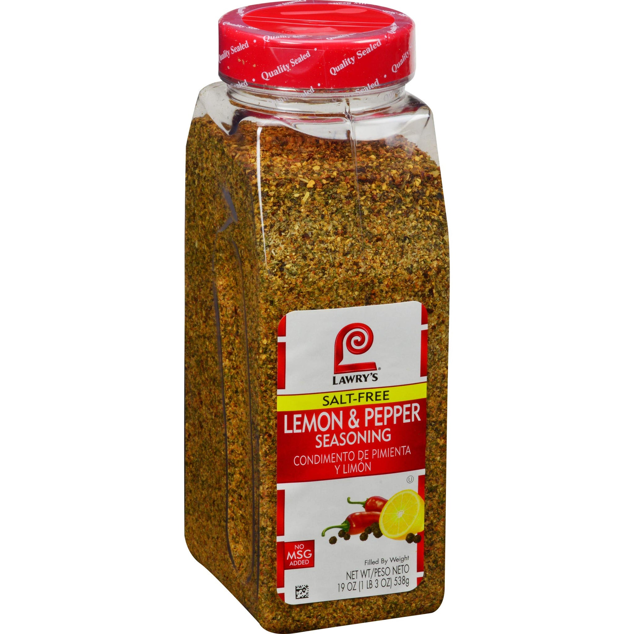 Lawry's Salt Free Lemon & Pepper Seasoning, 19 oz - One 19 Ounce Container of Lemon Pepper Seasoning with a Citrus Flavor, Best as Salt Alternative
