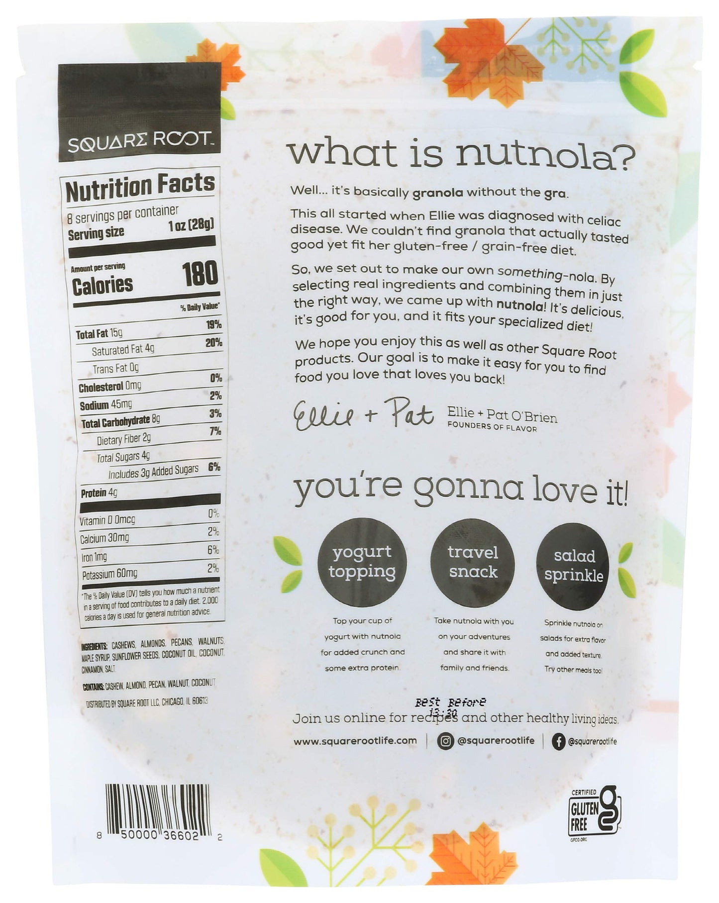 Square Root Nutnola Original Grain Free Granola, 8 OZ