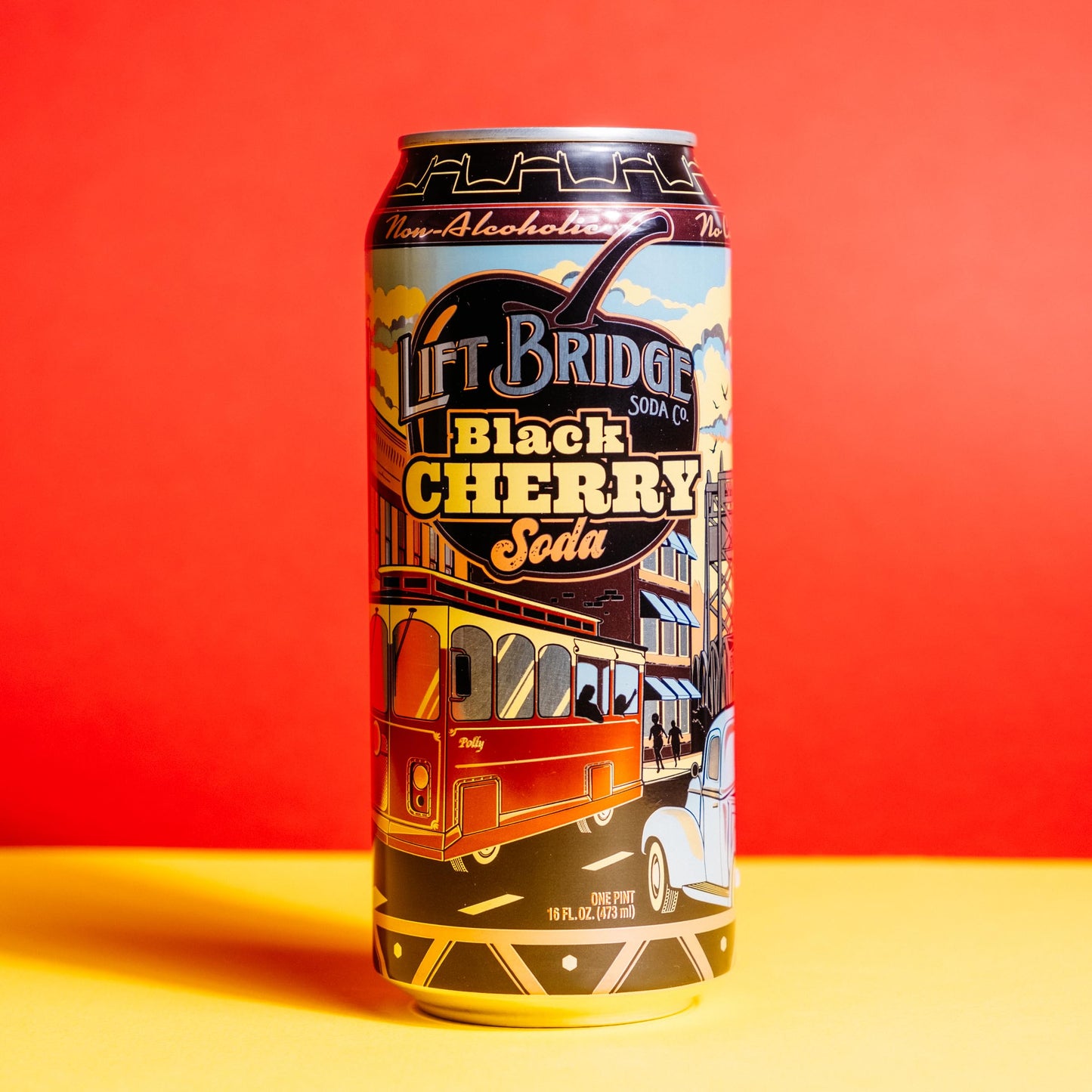 Lift Bridge Black Cherry Craft Soda - Real Cane Sugar, Small Batch from Stillwater MN, Gluten-Free, Caffeine-Free, Vegan, 12-Pack 16 oz Cans
