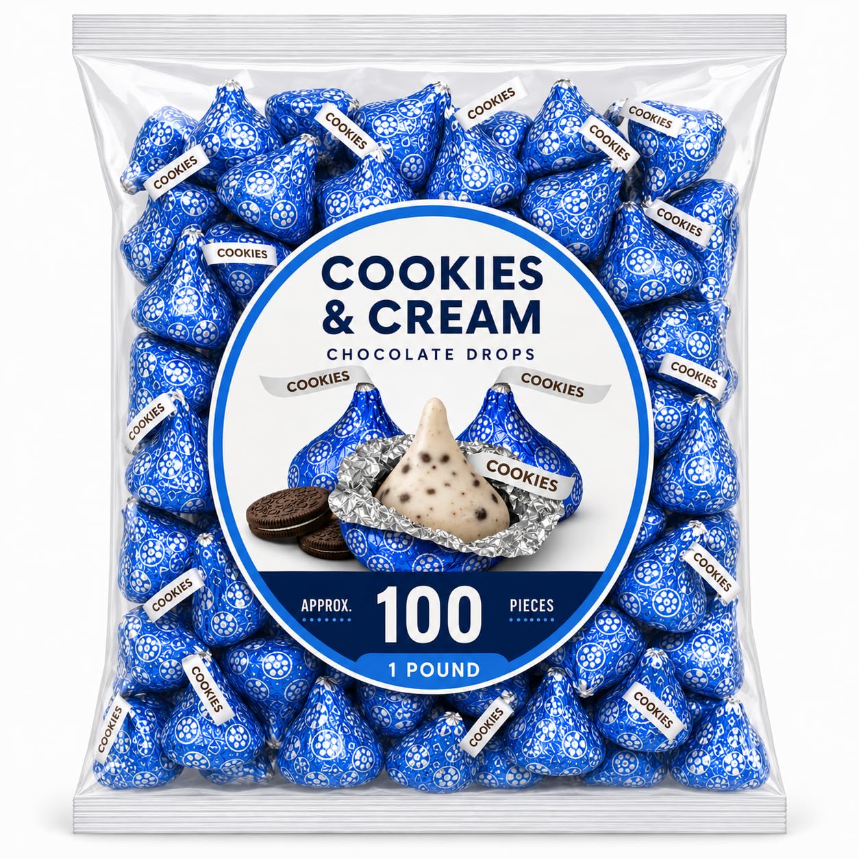 Cookies and Creme Chocolate Candy Pieces Bulk Bag - 1 lb (Approx. 90 pieces)