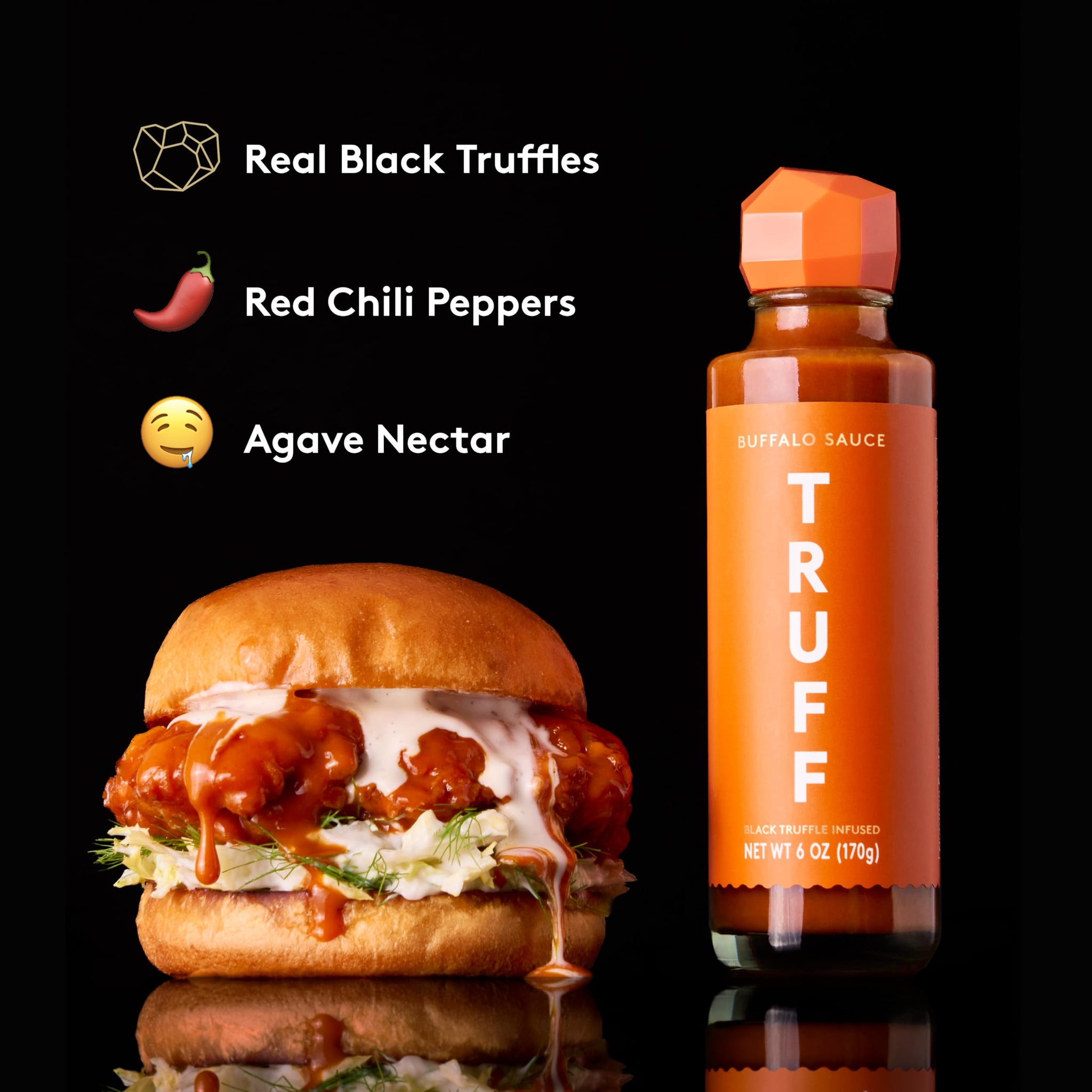 TRUFF Buffalo Sauce, Gourmet Hot Sauce with Red Cayenne Peppers, Black Truffle Oil, Agave Nectar, Unique Flavor Experience in a Bottle, 6 oz.