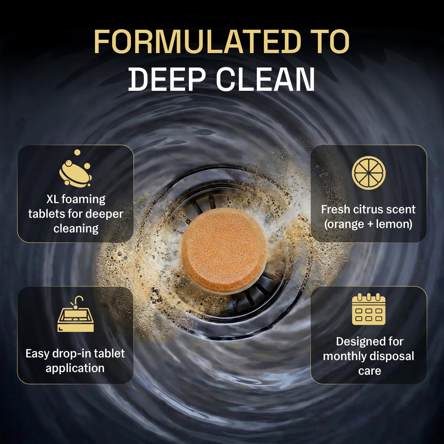 Garbage Disposal Cleaner and Deodorizer | 24 Pack | Kitchen Sink Cleaner Tablets | Eliminates Odor | Fights Grease & Buildup | Foaming Scrub Action |