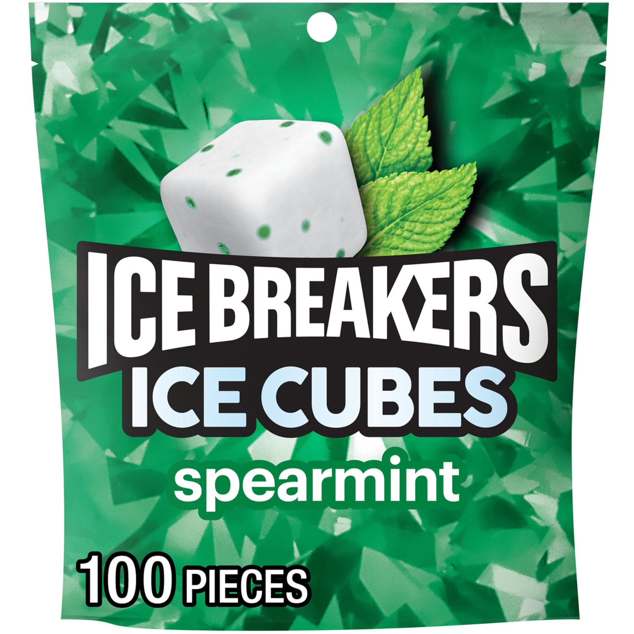 ICE BREAKERS Ice Cubes Spearmint Sugar Free Chewing Gum Pouch, 8.11 oz (100 Pieces)