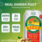 Reed's Zero Sugar Extra Ginger Beer, Pack of 4 (12fl oz Can each) - Non-Alcoholic Jamaican Real Ginger Brew, Sweetened w/Stevia - Ideal Moscow Mule