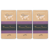 François Pralus Ghana 75% Dark Chocolate 3 Pack - French Chocolate - Bean-to-Bar, Direct Trade - Vegan, Soy-Free - Bundle