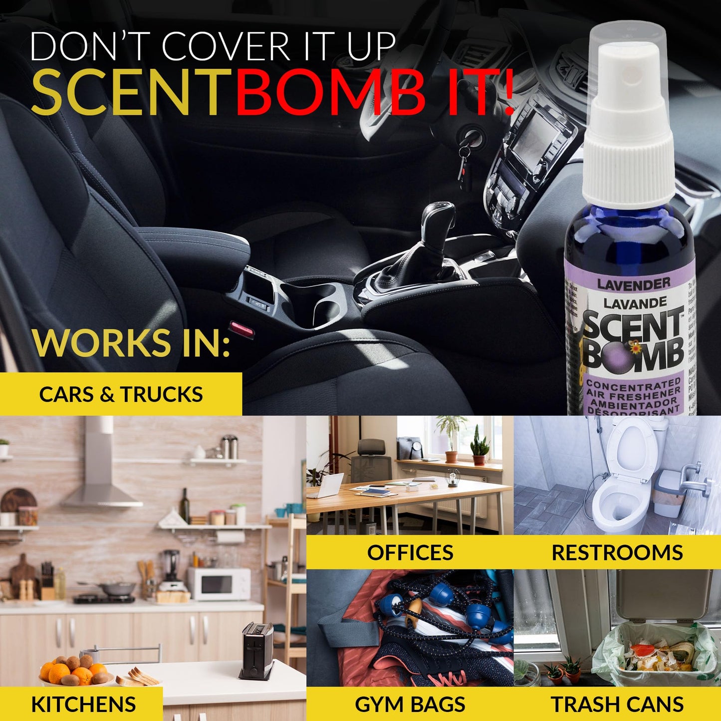 Scent Bomb Air Freshener Spray, Long-Lasting Odor Eliminator - Effective Deodorizer for Home & Car, Fresh Room Spray for Kitchen, Bathroom & Smell
