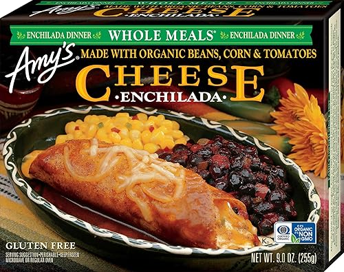 Amy's Frozen Meals, Cheese Enchilada Whole Meal, Made With Organic Corn and Tomatoes, Gluten Free Microwave Meals, 9 Oz