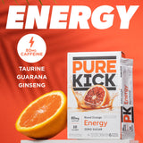 Pure Kick Energy Singles To Go Drink Mix, Blood Orange, Includes 1 Box with 6 Packets in each Box