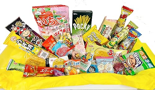 Best of Asia Snack Box Asian Dagashi Snack Surprise Mystery Box 40 Pieces w/ 3 FULL SIZE Items Including an Assortment of Chinese, Korean, Japanese