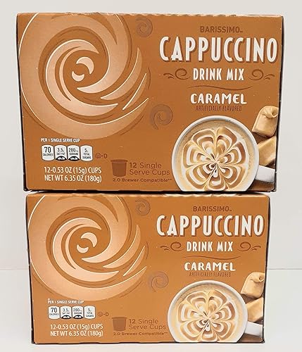 Barissimo Caramel Cappuccino Coffee Drink Mix K-Cup Compatible 4 Boxes