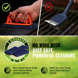 CitruSafe Grill Cleaning Kit - BBQ Grill Cleaner (16oz) and BBQ Grill Scrubber with 3 Heavy Duty Replaceable Scrubber Pads - Formulated to Safely