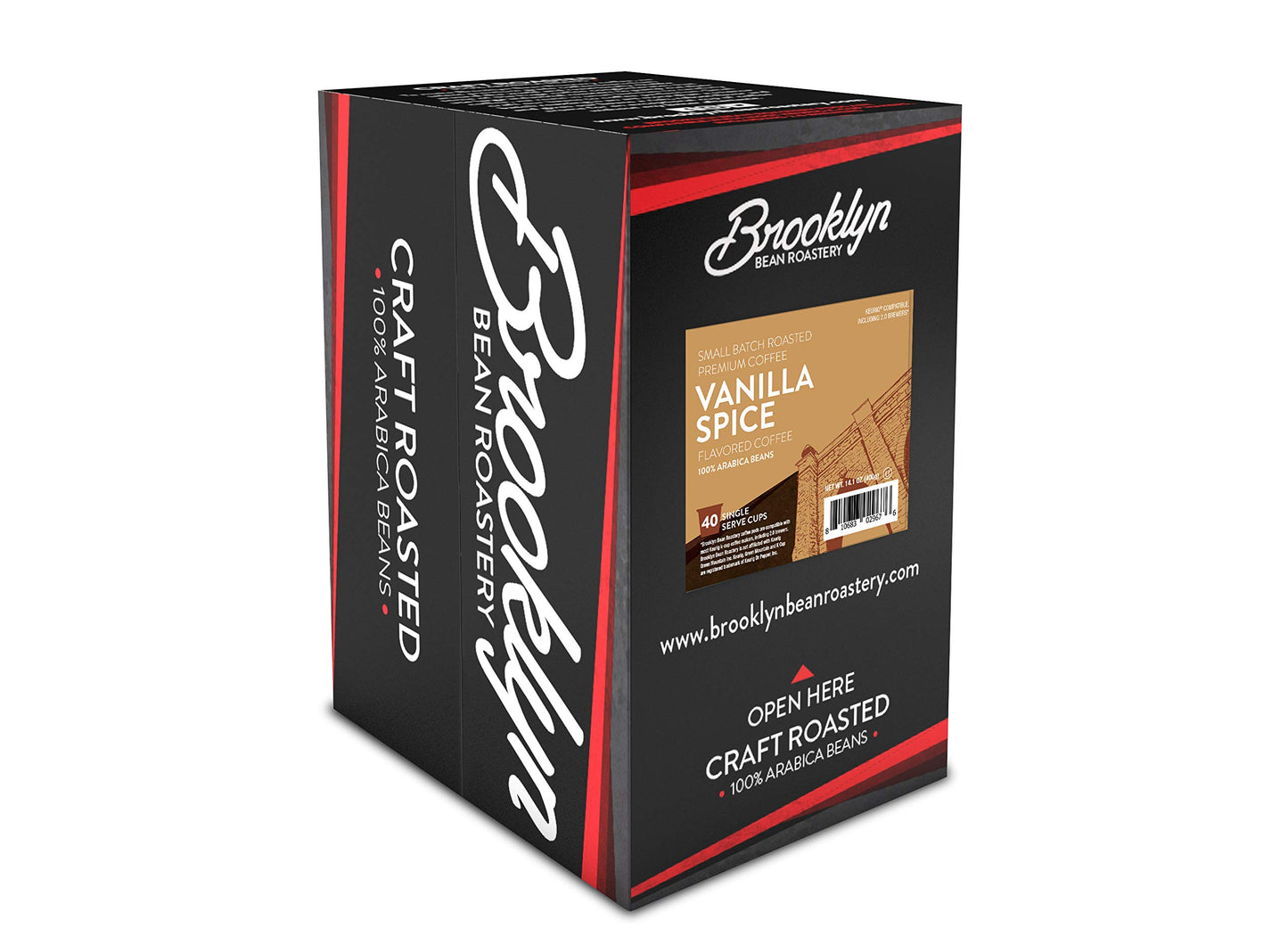 Brooklyn Beans Roastery Vanilla Spice Flavored Coffee Pods - Compatible with Keurig K Cup Brewers Including 2.0 Machines, 40 Count