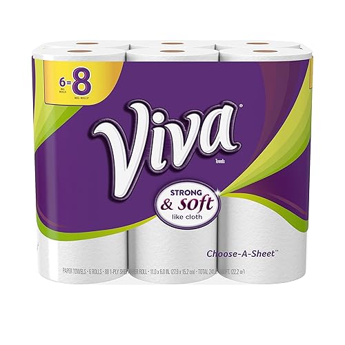 VIVA Choose-A-Sheet Paper Towels White Big Roll, 6 Rolls, Cloth-Like Texture, Strong & Soft Paper Towels for Ultimate Clean