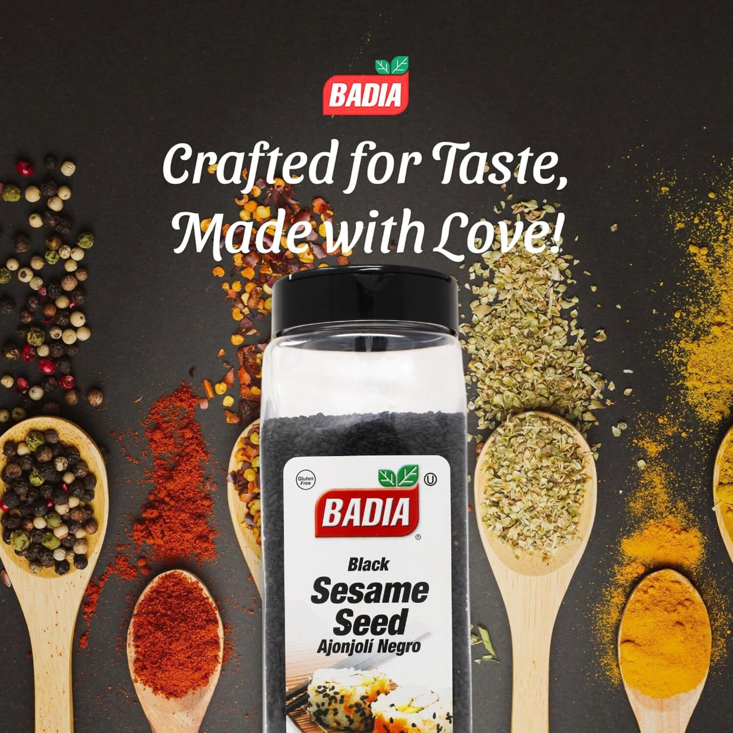 Badia Black Sesame Seed, 16 oz - Whole Black Sesame Seeds for Cooking, Baking & Garnishing - Rich, Nutty & Crunchy Flavor