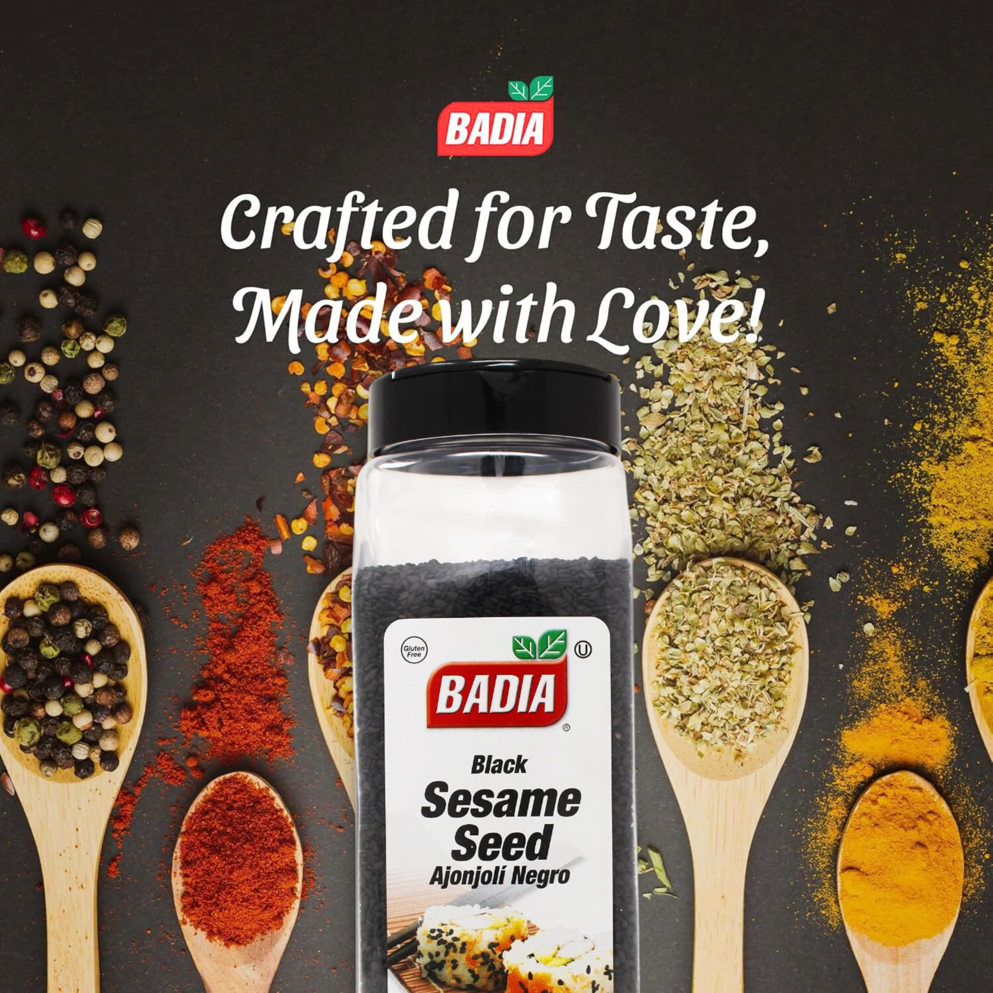 Badia Black Sesame Seed, 16 oz - Whole Black Sesame Seeds for Cooking, Baking & Garnishing - Rich, Nutty & Crunchy Flavor