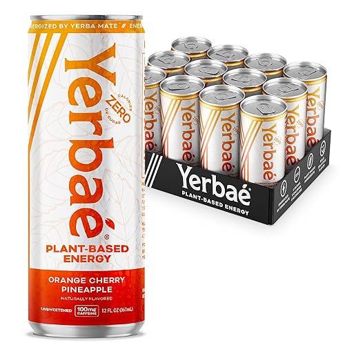 Yerbaé Energy Seltzer - Orange Cherry Pineapple No Sugar/Calories/Carbs. Energized by Yerba Mate, Naturally Caffeinated Plant-Based, Healthy