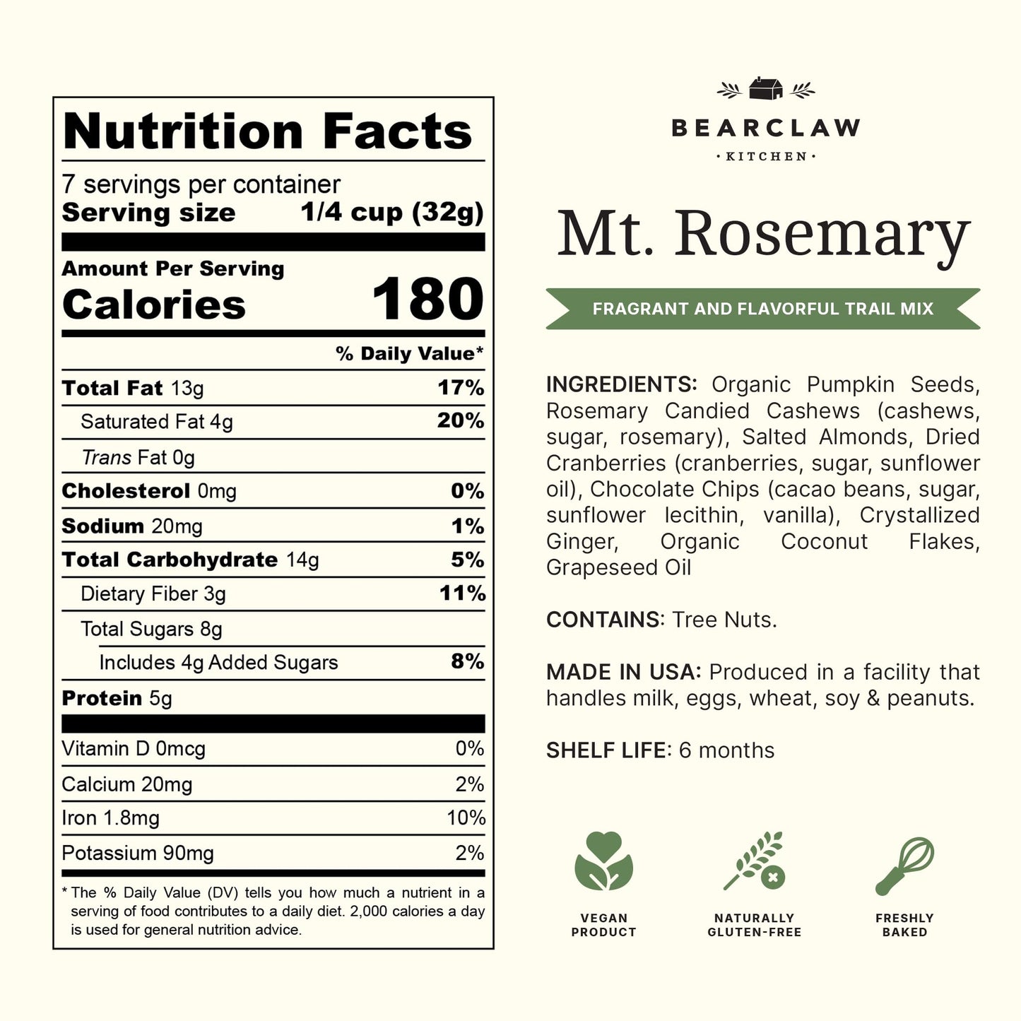 Bearclaw Kitchen Mt. Rosemary Trail Mix 3-Pack - Gourmet Snack with Rosemary Cashews, Dark Chocolate, Ginger & Pumpkin Seeds - Grain-Free