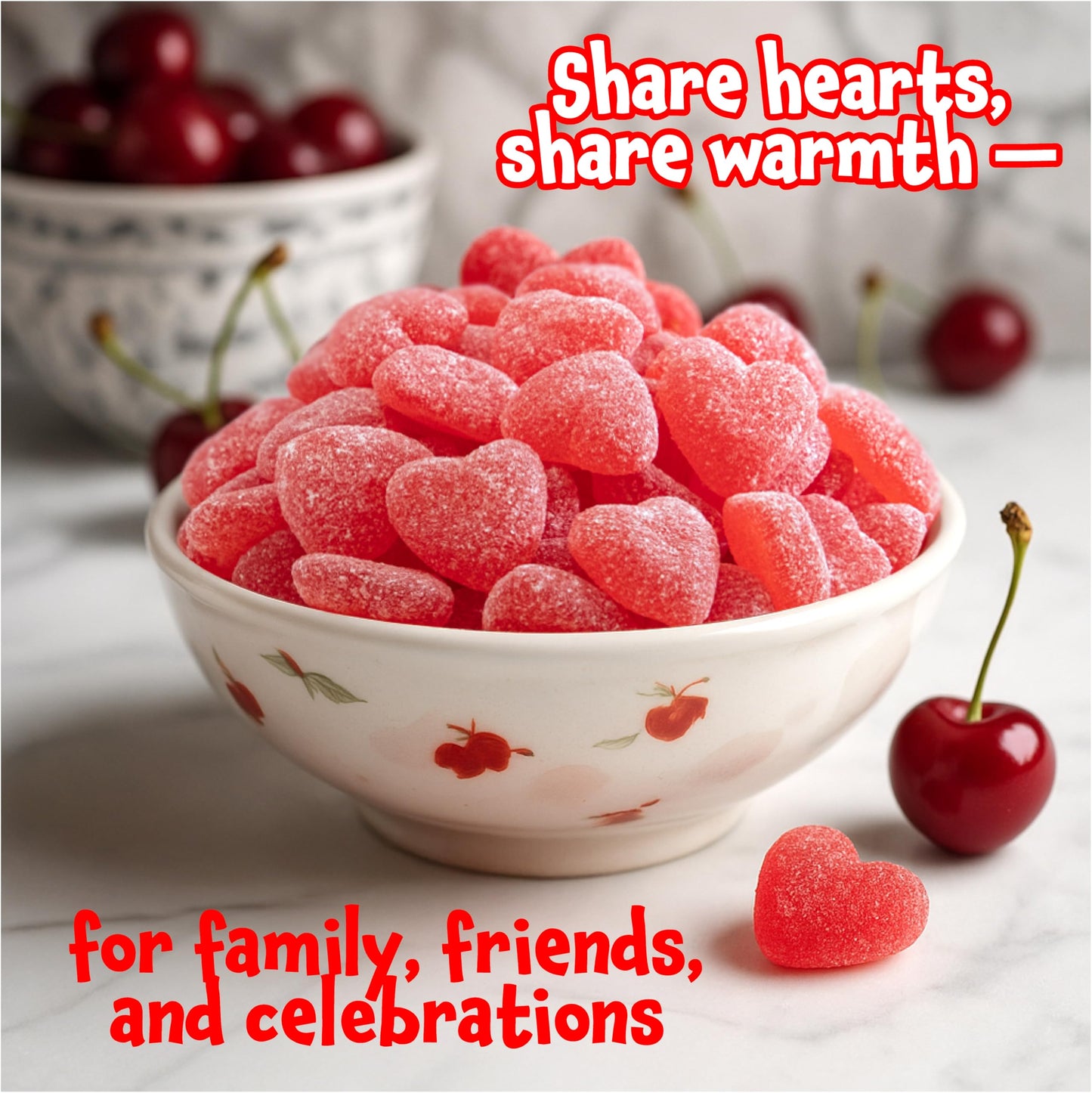 Cherry Hearts - 2 Pound Pack - Mothers Day Candy - Chewy Candy - Classic Pink Jelly Candies for Buffets, Party Favors, Dessert Decorating & Gifting