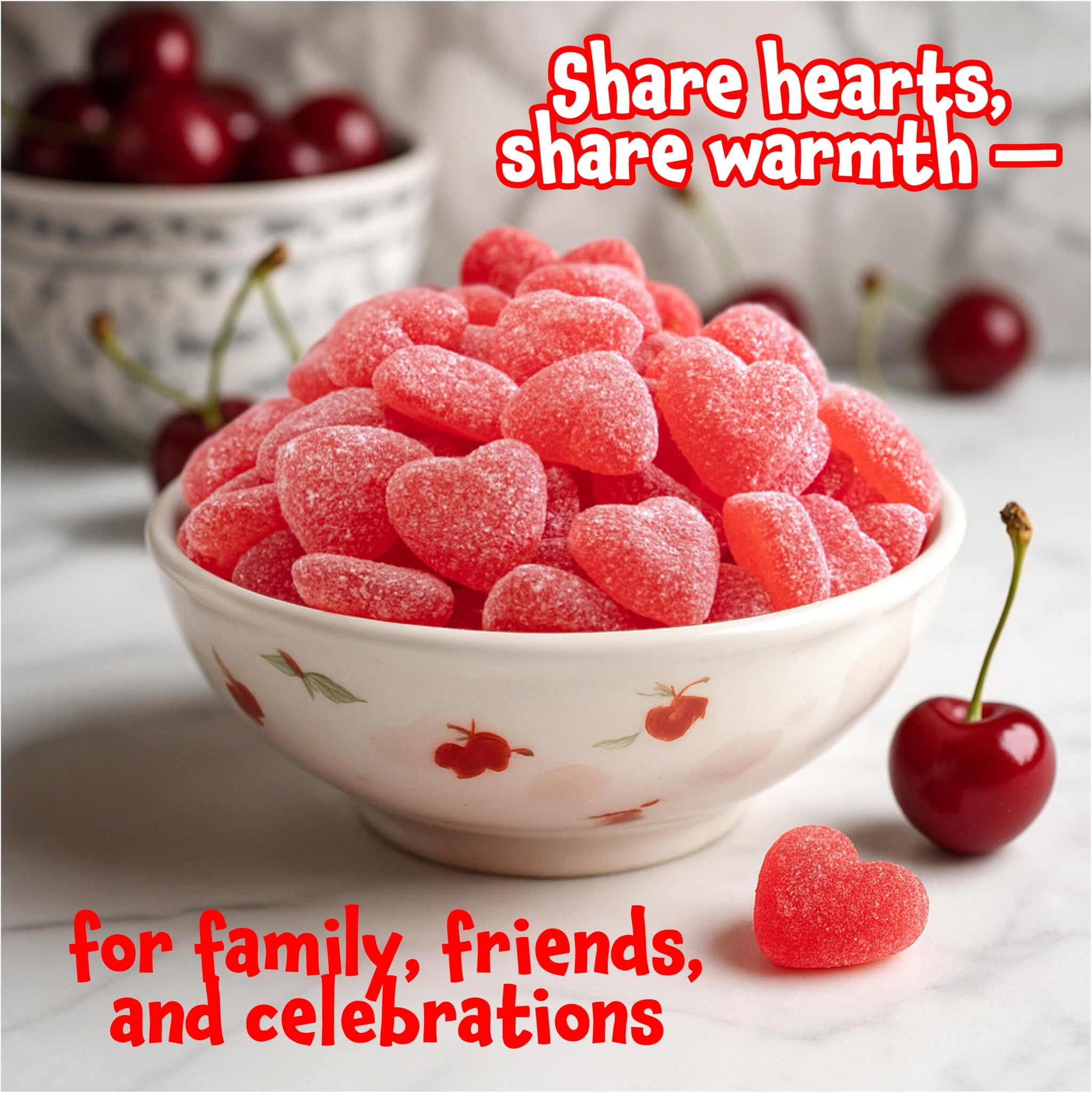 Cherry Hearts - 2 Pound Pack - Mothers Day Candy - Chewy Candy - Classic Pink Jelly Candies for Buffets, Party Favors, Dessert Decorating & Gifting