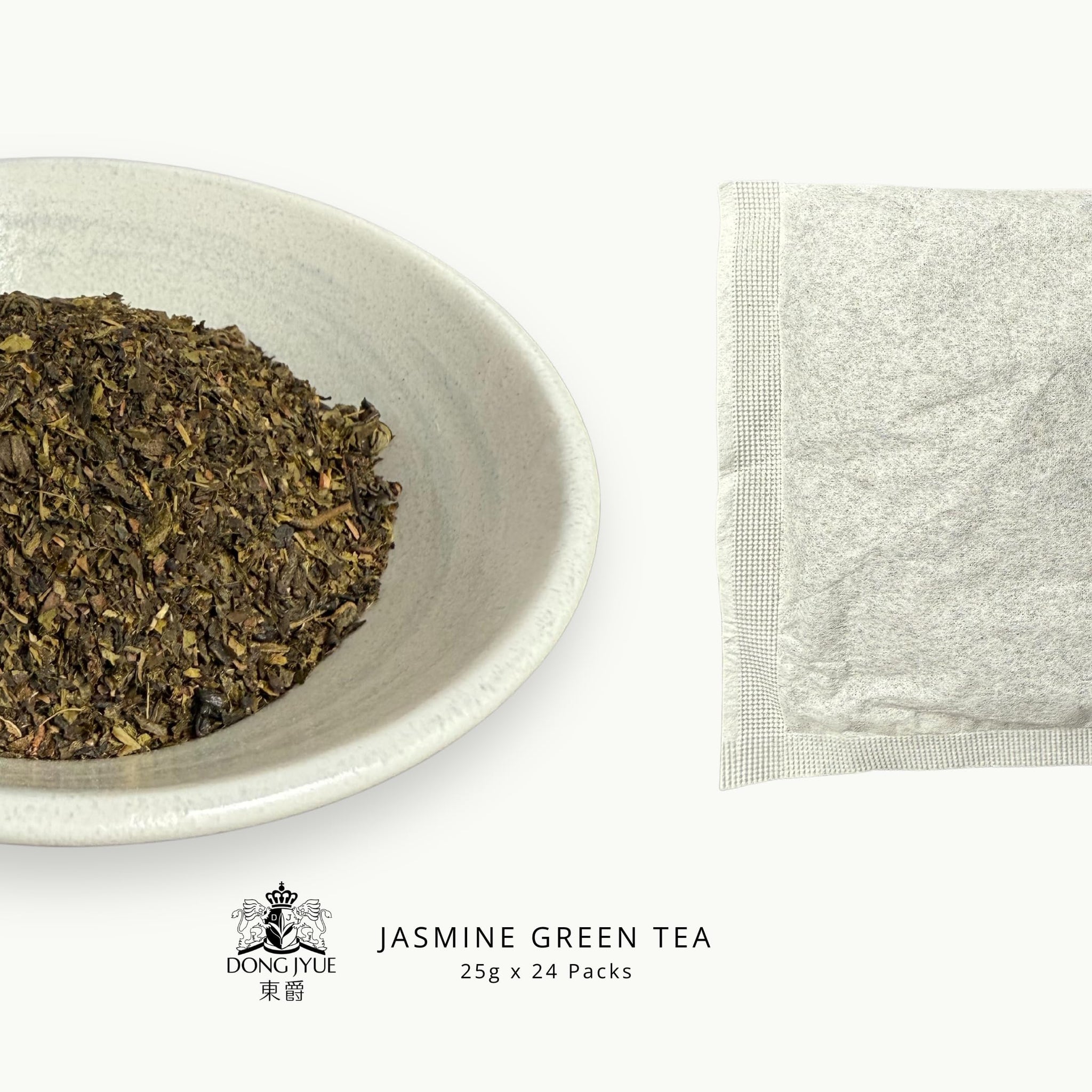 Dong Jyue Premium Jasmine Green Tea, Commercial-Use Tea Bags, 25g Large Bags, 24 Count (Pack of 1), Taiwanese Jasmine Green Tea for Green Milk Tea