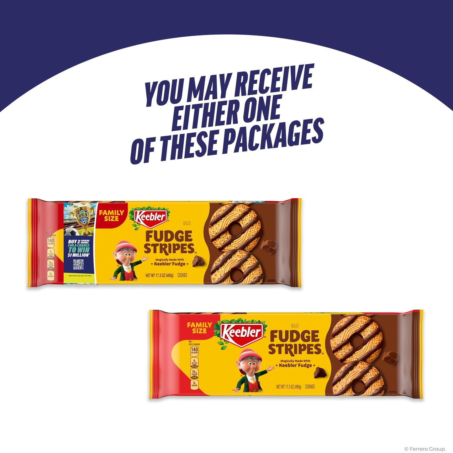 Keebler Fudge Stripes Original Cookies Family Size 17.3 Ounce