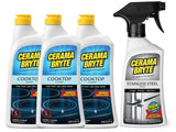 Cerama Bryte Stainless Steel Appliance Cleaner & Removes Tough Stains Cooktop and Stove Top Cleaner for Glass - Ceramic Surfaces, 16 & 18 Ounces, 3-18