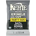 Kettle Brand Potato Chips, Krinkle Cut, Salt & Ground Pepper Kettle Chips, Party Size, 13 Oz