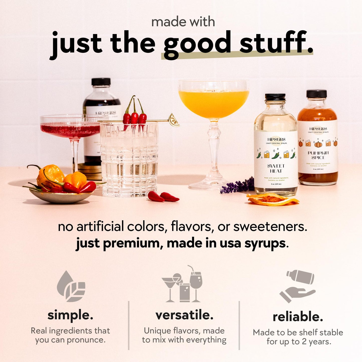 HipStirs Old Fashioned Mix - Our Artisan Old Fashioned Syrup uses Real Blood Orange Bitters for Cocktails to Make it a Rich and Timeless Winter Drink