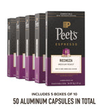 Peet's Coffee, Medium Roast Espresso Capsules, Compatible with Nespresso Original Machine, 100% Arabica Coffee - Ricchezza Intensity 8, 50 Count (5