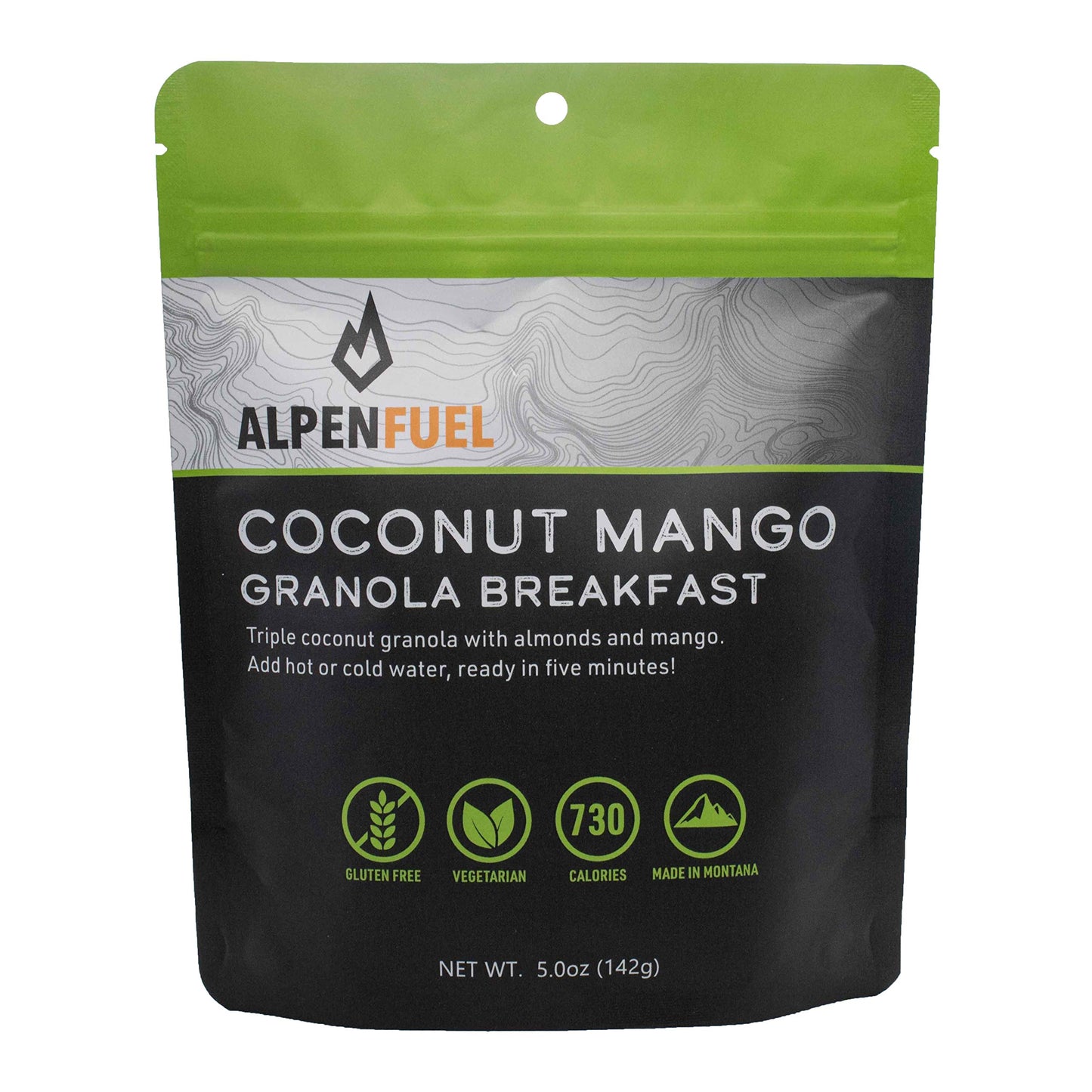 Alpen Fuel Granola with Powdered Milk (Coconut Mango 4-Pack) - Gluten Free - Vegetarian - Low Sodium - Incredible Taste - Quick Prep - Endurance