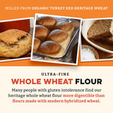 Sunrise Flour Mill Organic Heritage Whole Wheat Flour - 2 lbs | Easier to Digest with Less Bloating | No Bleaching or Bromating | Zero Additives