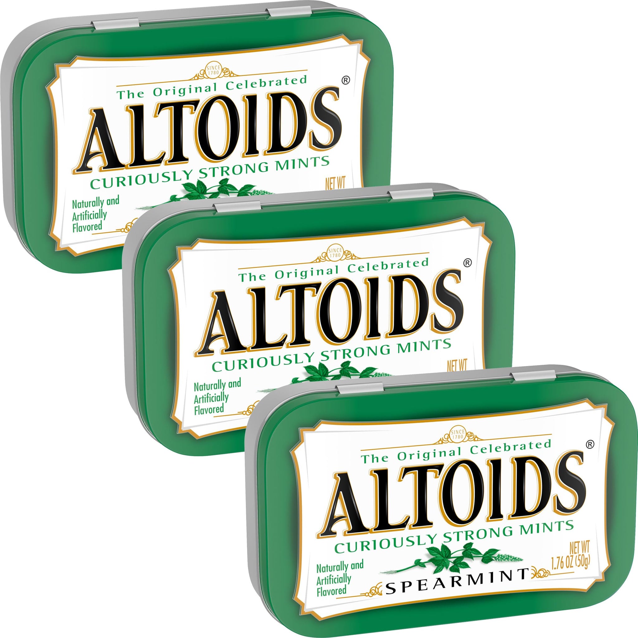 Spearmint Curiously Strong Mints, 1.76 Ounce Each (3 Pack, 5.28 Ounce Total)