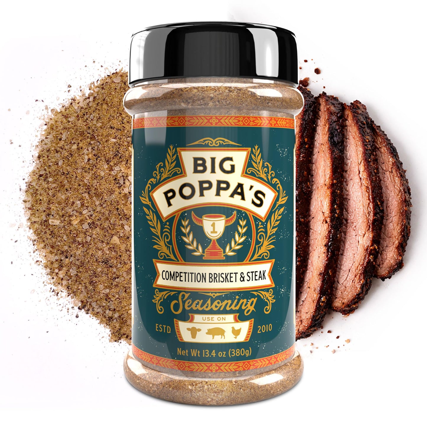 Big Poppa’s Competition Brisket & Steak Rub - Beef Seasoning for Brisket & Burgers - Bold Savory Flavor with Smoked Sea Salt & Natural Roast Beef