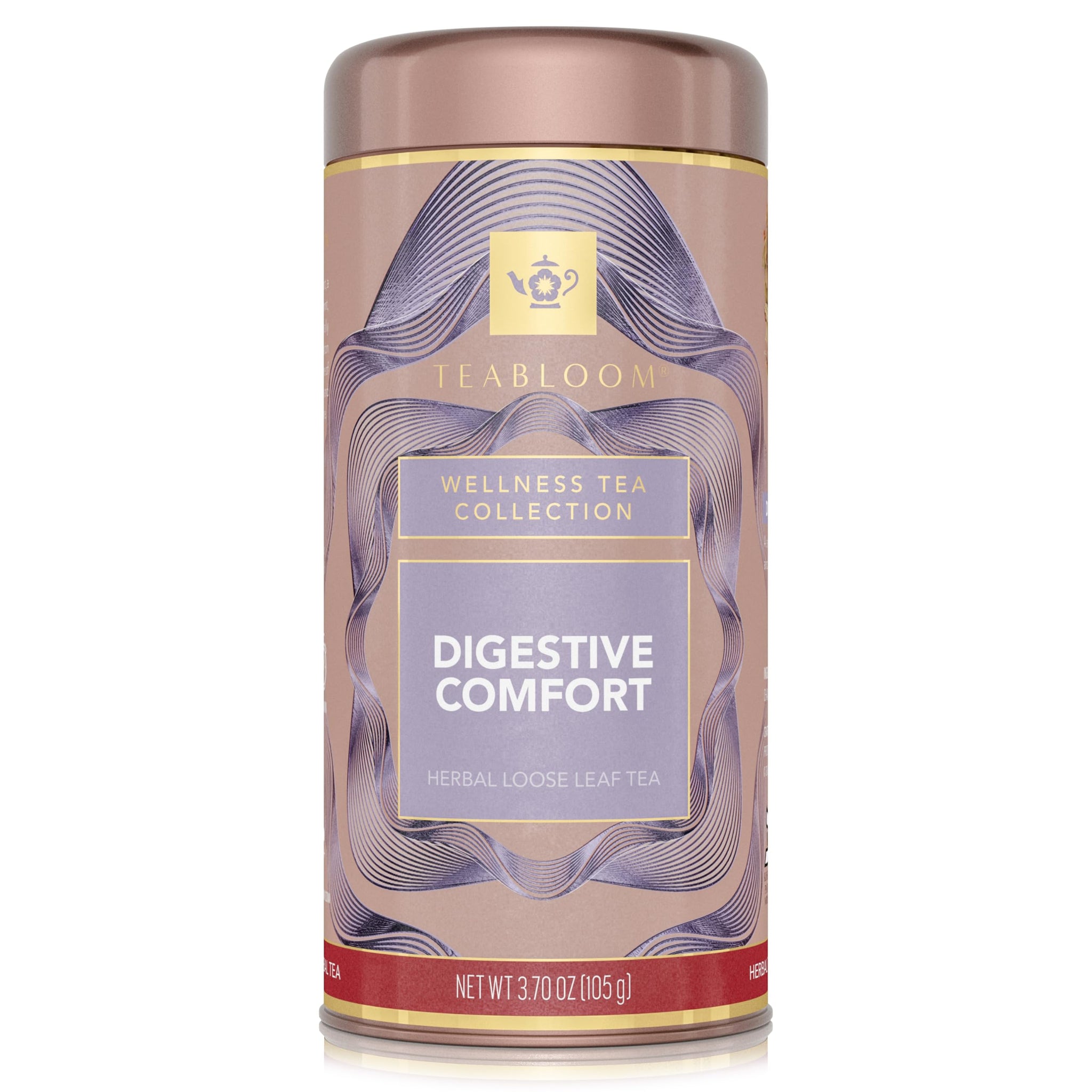 Teabloom Digestive Comfort Loose Leaf Herbal Tea with Chamomile, Fennel & Ginger | Caffeine-Free Soothing Botanical Blend | Canister Makes 35-50 Cups
