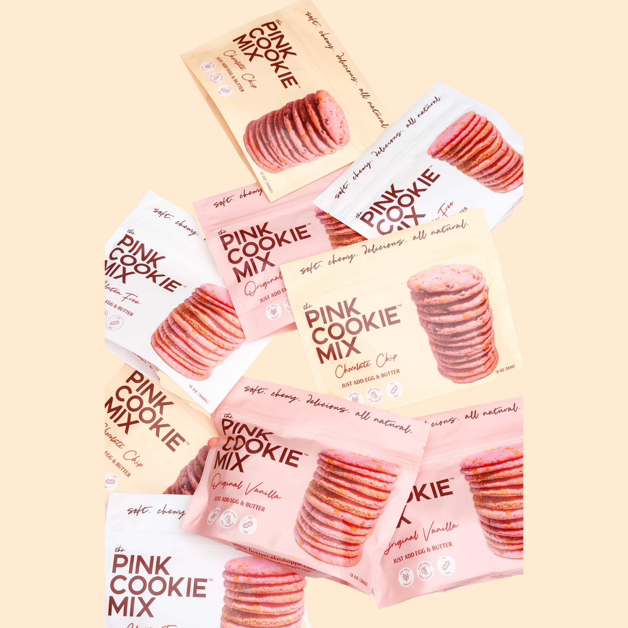Butter Cake Shoppe Gluten Free Pink Cookie Mix - Gluten Free Sugar Cookie Baking Mix, Naturally Pink Cookies, Soft & Chewy, No Artificial Colors or Preservatives, Vegan Friendly, Easy to Make, 13oz