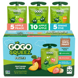 GoGo squeeZ Applesauce and Fruit Puree Variety Pack, Apple, Peach & Gimme Five!, 3.2 oz (Pack of 20), Unsweetened Fruit Snacks for Kids, Gluten Free
