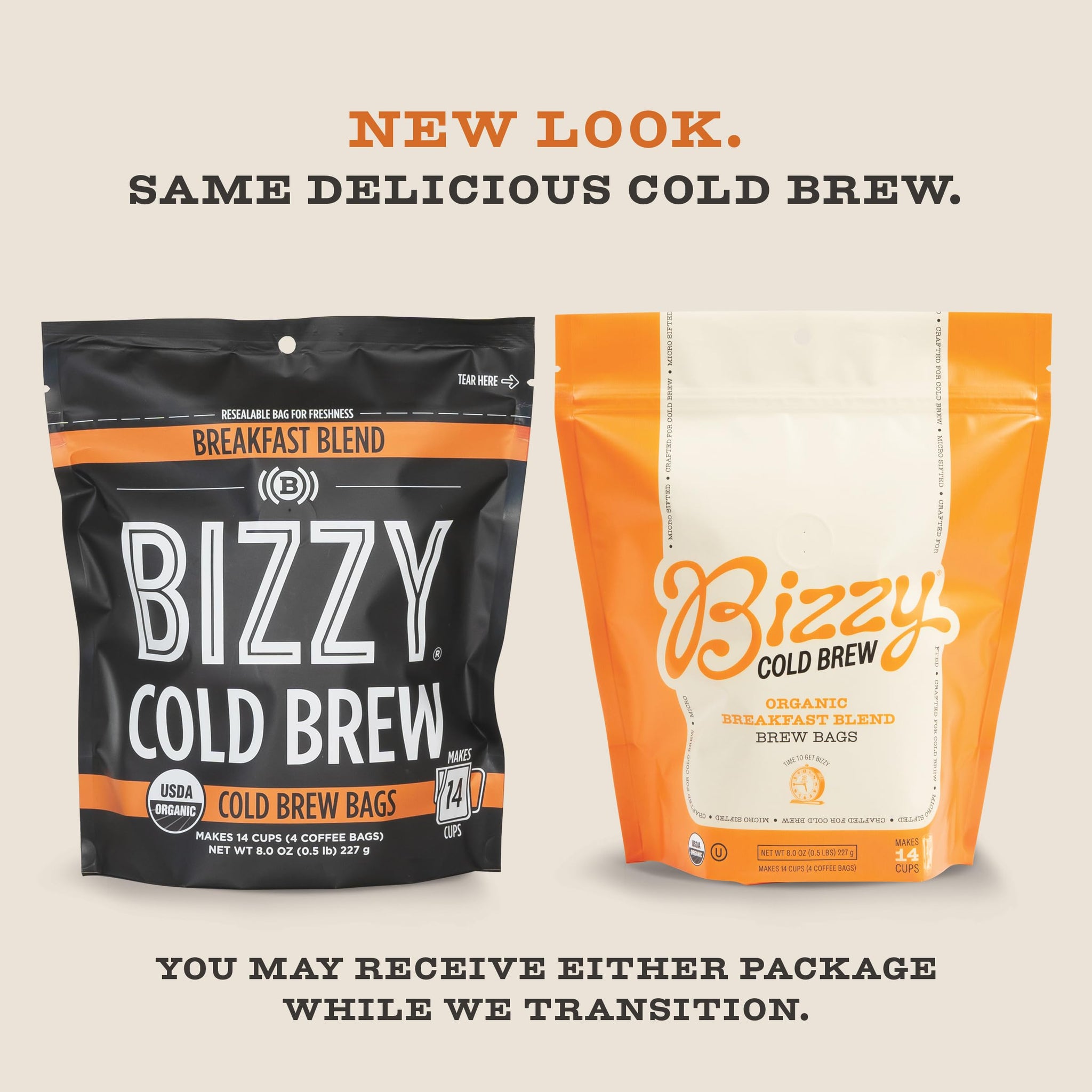 Bizzy Organic Cold Brew Coffee | Breakfast Blend | Coarse Ground Coffee | Medium-Light Roast | Micro Sifted | Specialty Grade | 100% Arabica | Brew