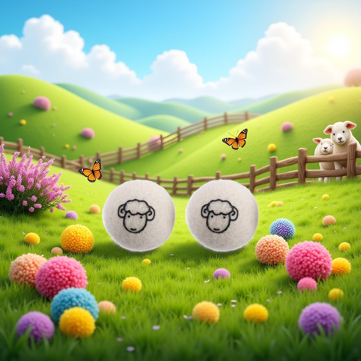 2 Pcs Wool Dryer Balls, Reusable Laundry Balls Softener Washing Fleece Dry Kit Anti-Static Reduce Wrinkles and Save Time Drying Ball,Laundry House
