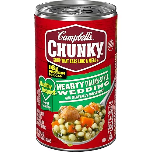 Campbell’s Chunky Healthy Request Soup, Hearty Italian Wedding Soup with Meatballs and Spinach, 18.6 oz Can