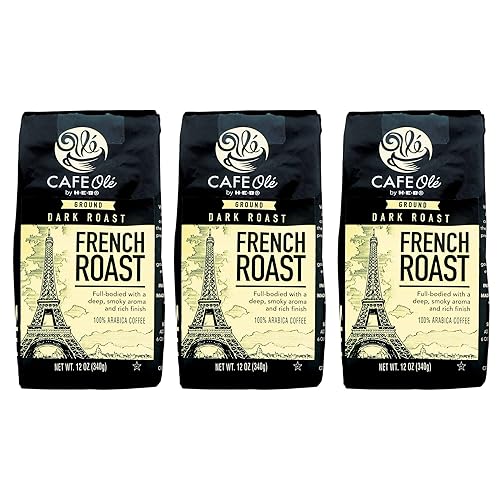 CAFE Ole French Roast Ground Coffee, Dark Roast, 100% Arabica, 12 oz, by H-E-B (Pack of 3)