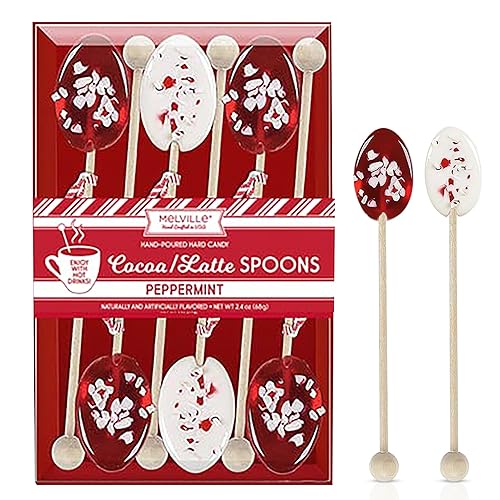 Melville Candy Hot Cocoa/Latte Spoons & Stirrers Gift Set - Made in the USA Stirrers for Hot Cocoa, Lattes, & Coffee - Individually Wrapped (6-Count